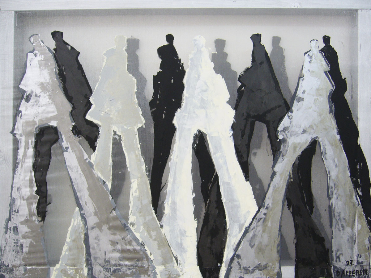 Transparent painting: Shadows in silver black and grey