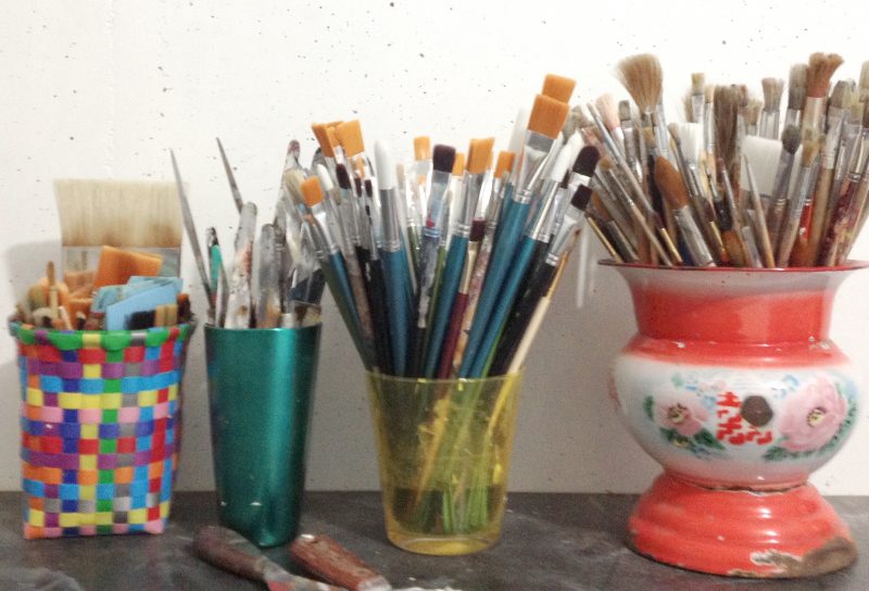 brushes, colorfull, potts, studio, atelier,