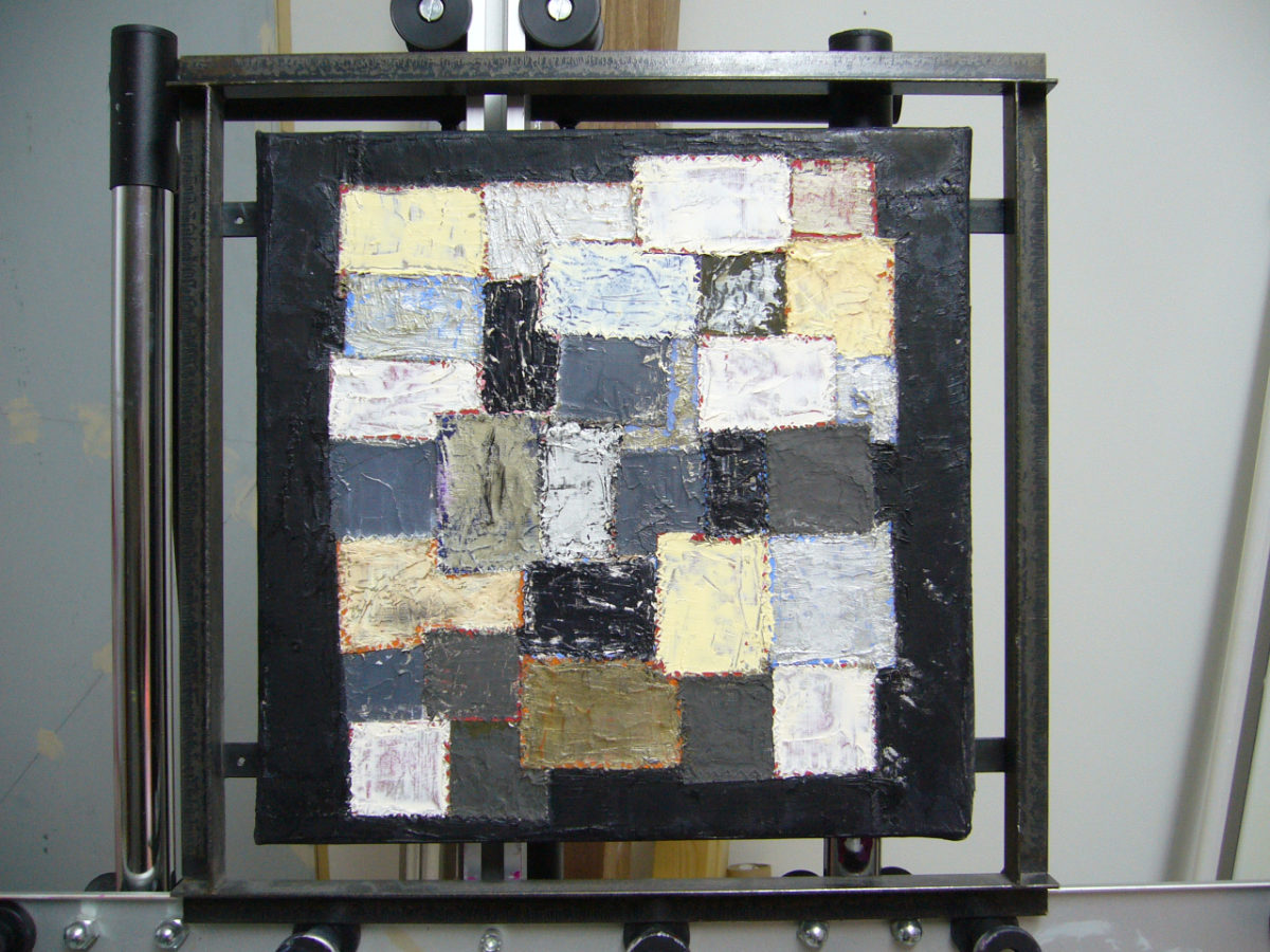 Color Field Patchwork in white, gray and black ± 50 x 50 cm