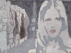 Lara Stone in grey with network base station